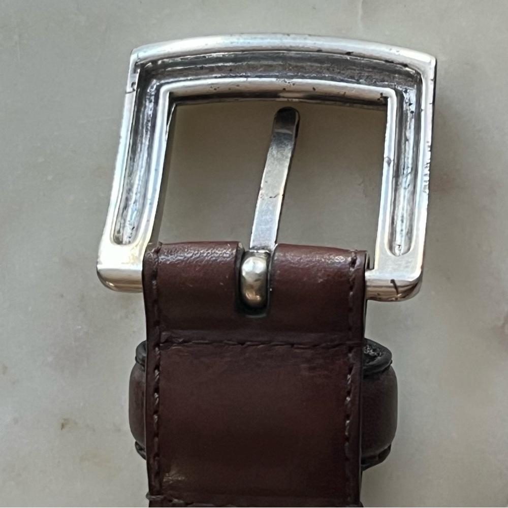 Vintage FOSSIL Genuine Leather BROWN Belt W/ Silver BUCKLE Medium (M) 29-33” - Picture 5 of 17